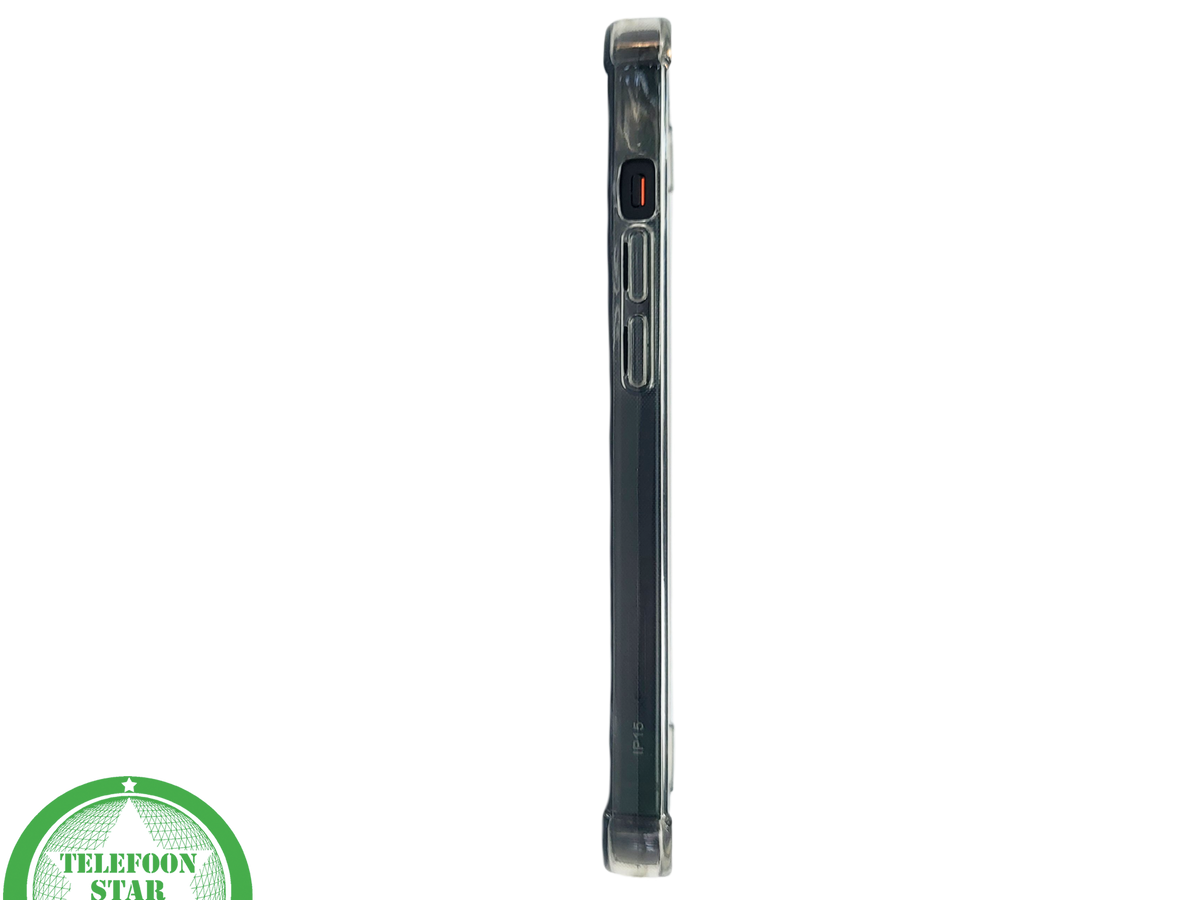 iPhone 15 Plus Transparant Hoesje – Met Opklapbare Kaarthouder & Stevige Bescherming