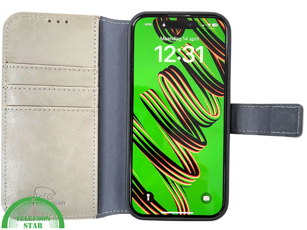 Groen Bookcase Hoesje 2 en 1 iPhone 15 Pro – Lederen Look & Kaartvak | Telefoonstar.nl