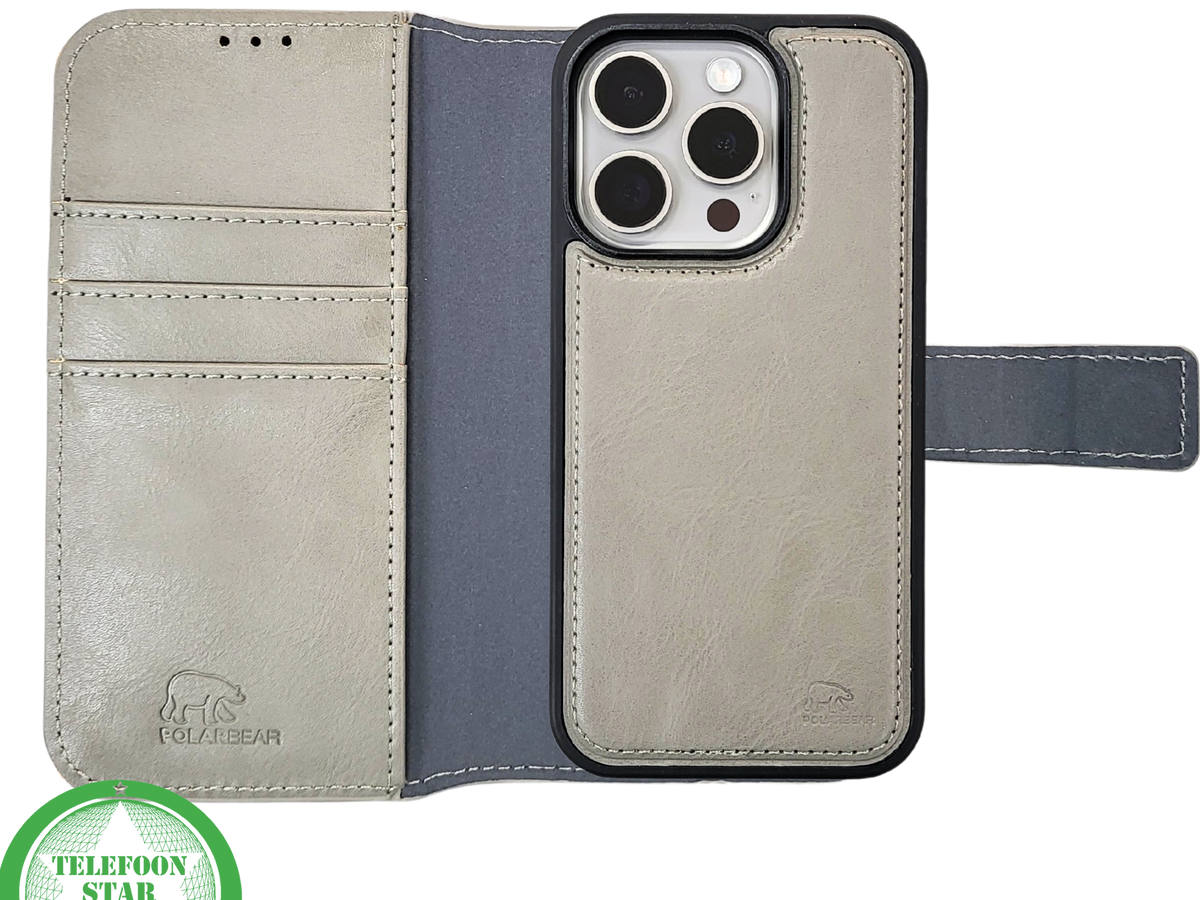 Groen Bookcase Hoesje 2 en 1 iPhone 15 Pro Max– Lederen Look & Kaartvak | Telefoonstar.nl