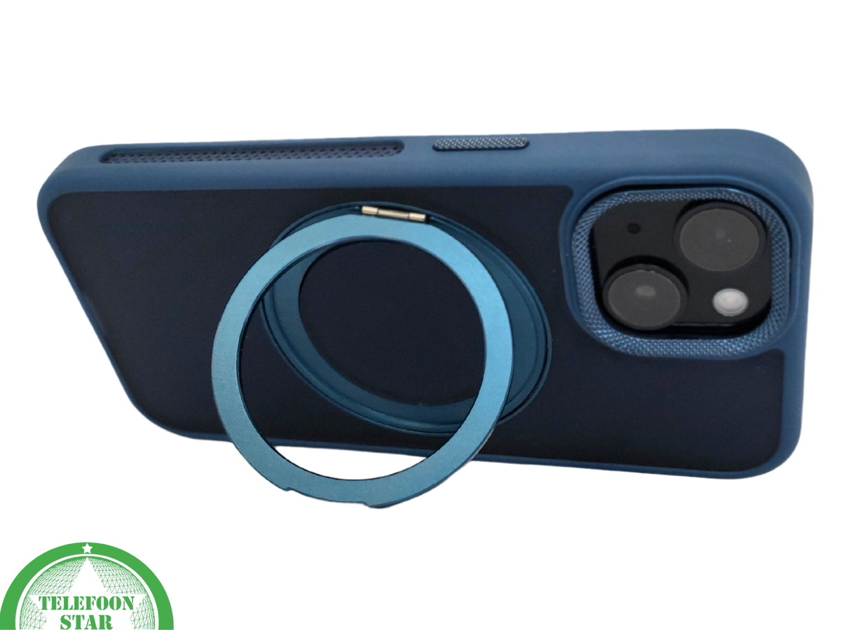 iPhone 15 Hoesje – Donkerblauw Met Ringhouder & MagSafe | Stevig, Stijlvol & Slim