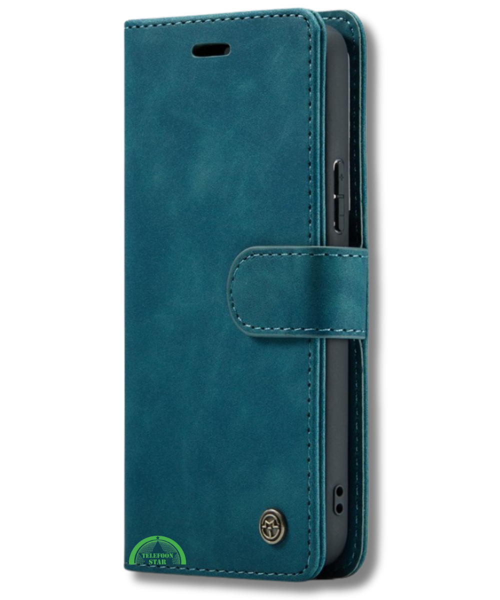 Hoesje voor Oppo Reno 11F Blauwgroen Bookcase Premium kunstleer volledig