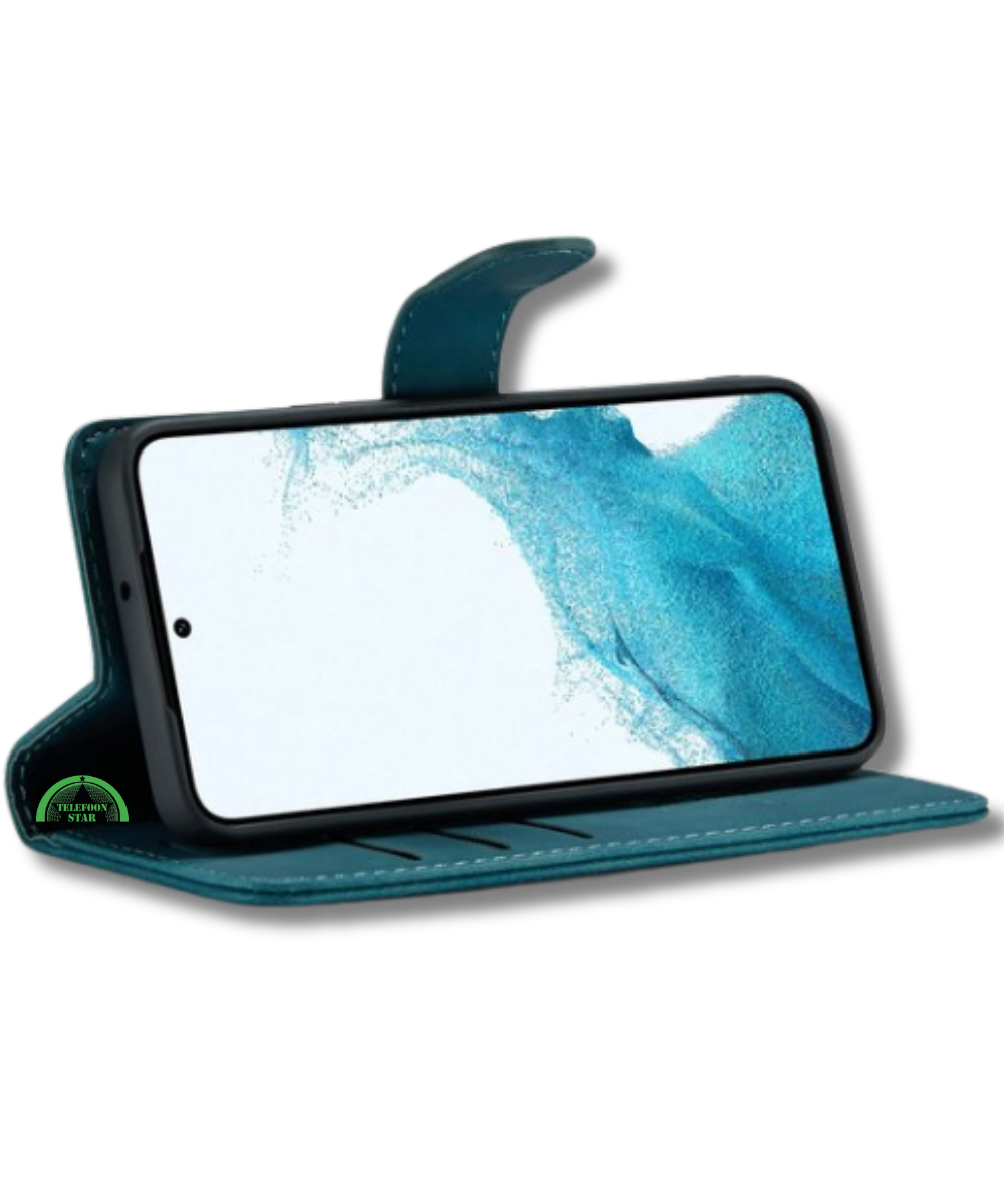 Hoesje voor Oppo Reno 11F Blauwgroen Bookcase Premium kunstleer volledig