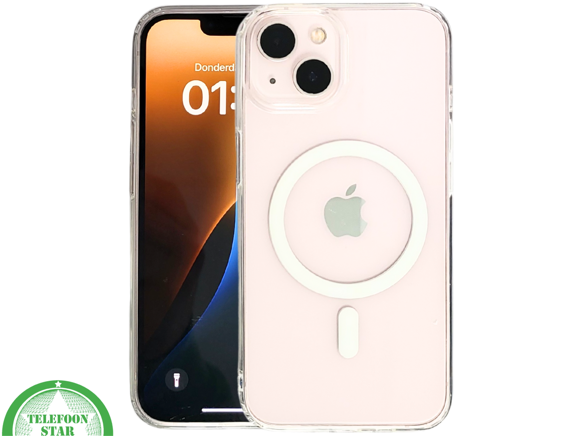 ClearMag Halo – Transparant iPhone 13 / 14 Hoesje met Witte Magneetring | Telefoonstar.nl