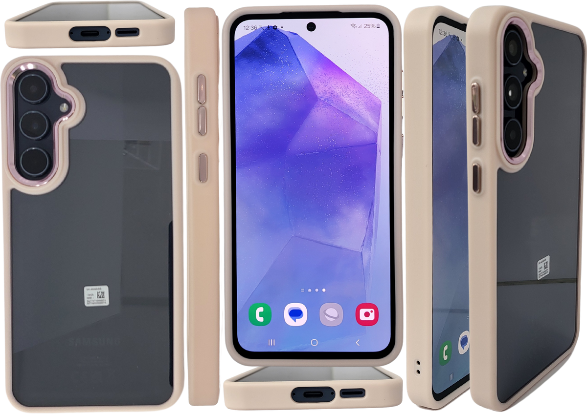 Hoesje voor Samsung Galaxy A37 Transparant met Beige Randen