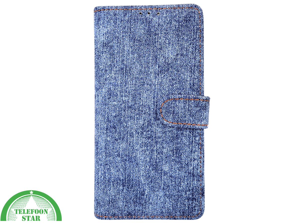 iPhone 15 Pro Jeans Look Hoesje – Stoere Bookcase met Pasjeshouder | Telefoonstar