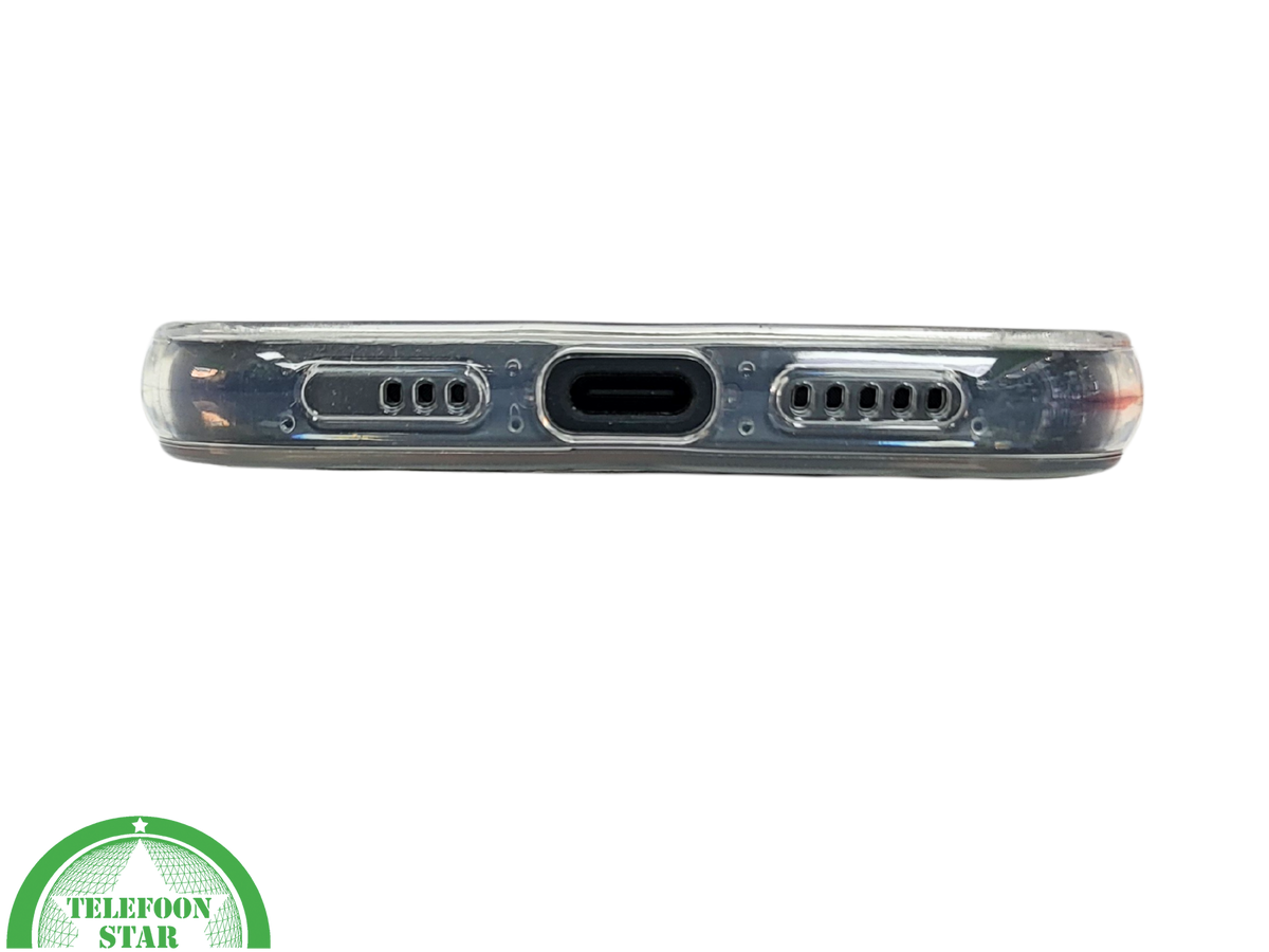 iPhone 15 Hoesje – Transparant met Zwarte Tulpenprint | Stijlvol, Nederlands & Beschermend