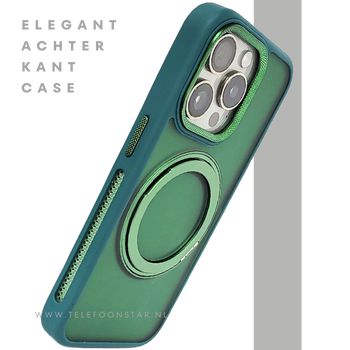 Glanzend Groen iPhone 15 Pro Max Hoesje met Ringhouder – Transparant & MagSafe | Telefoonstar.nl