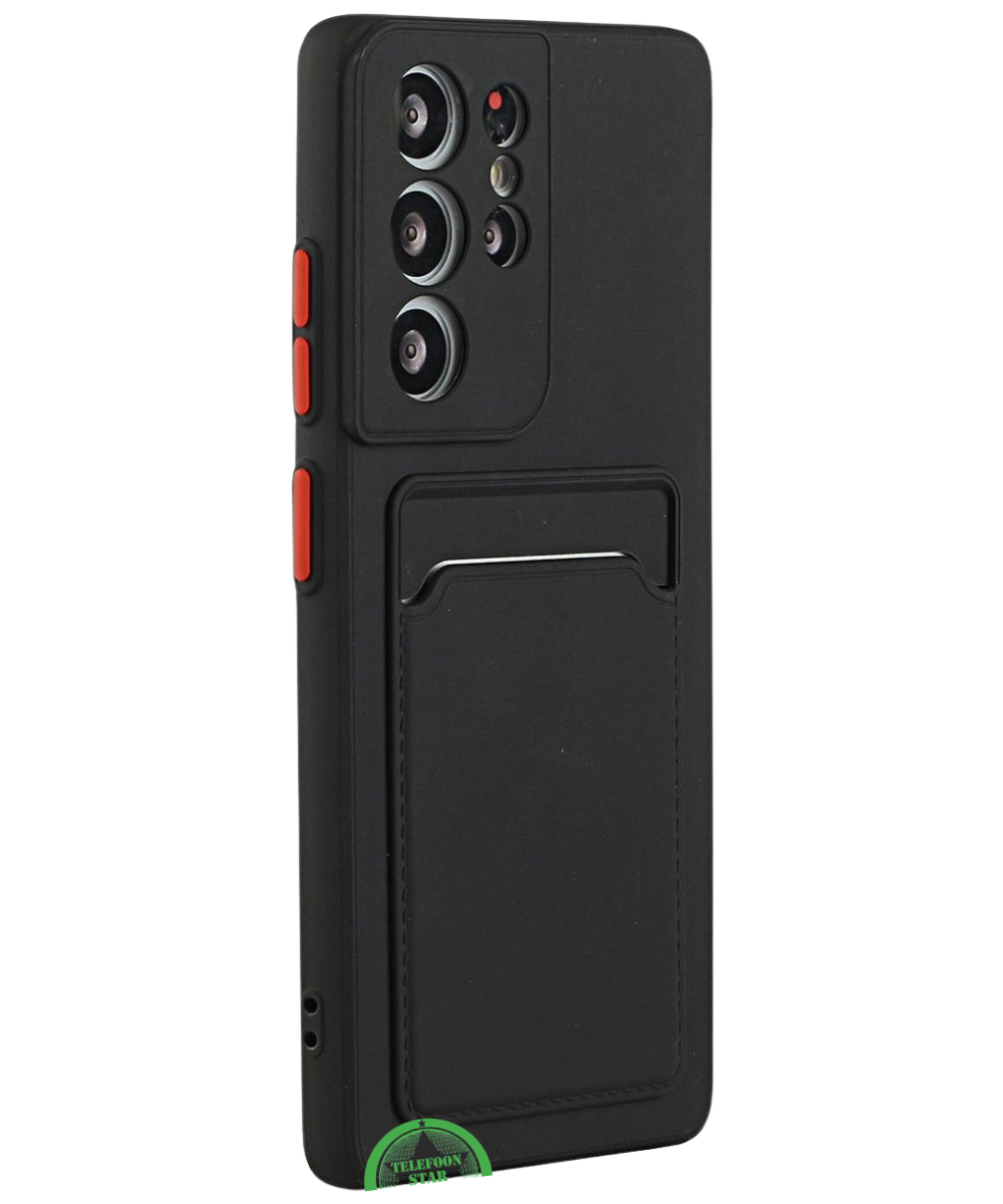 Zwart Transparant Hoesje voor Samsung S25 Ultra met Kaartvak, Praktisch, Slank & Shockproof
