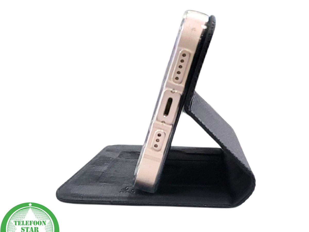 Zwart Bookcase Hoesje iPhone 13 / 14 – Met Structuur en Pasjeshouder | €14,95