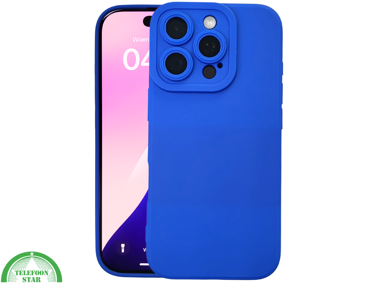 iPhone 16 Pro Max Blauw Hoesje Mat Design Met Verhoogde Camerabescherming