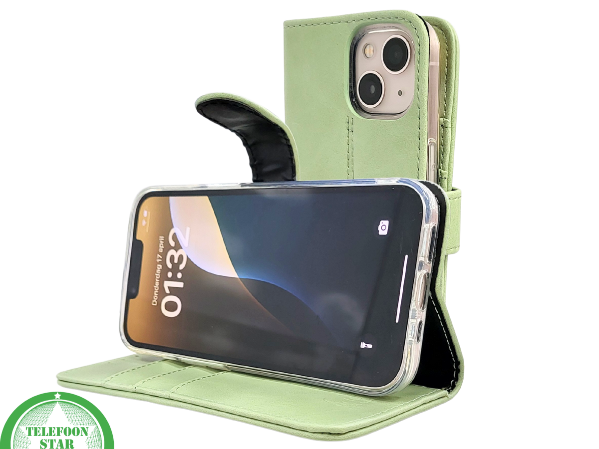 Mintgroen Bookcase Hoesje iPhone 13 en 14 Wallet Case met Magneetsluiting | €14,95