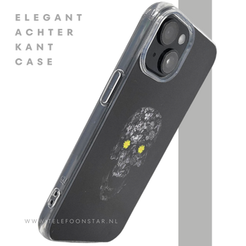 iPhone 15 Hoesje – Zwart Schedel Design met Bloemen | Kunstzinnig & Beschermend
