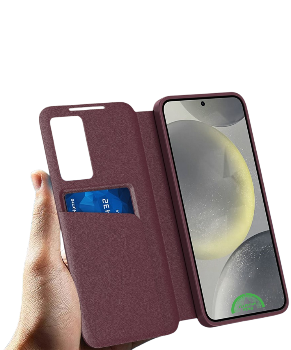 Samsung Galaxy S26 Ultra Hoesje Rood Smart View Bookcase met Pasjeshouder