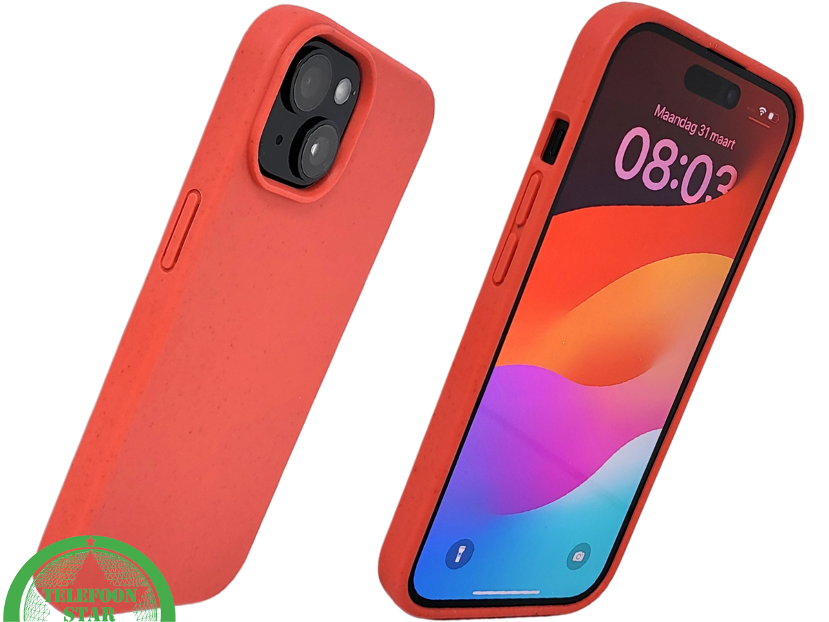 iPhone 15 Hoesje – Oranje Met Spikkeltextuur | Fel, Fris & Functioneel