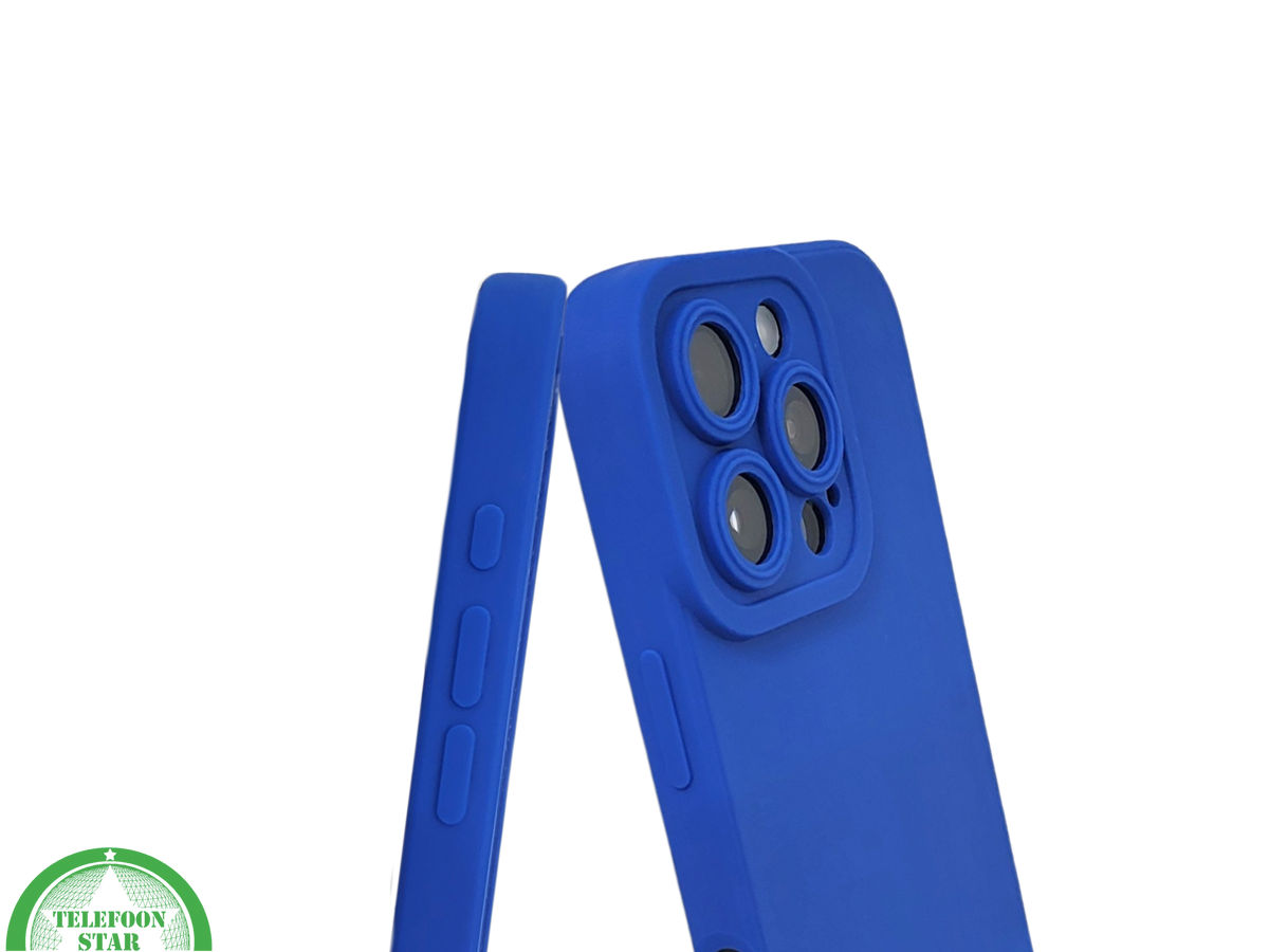 iPhone 16 Pro Blauw Hoesje Mat Design Met Verhoogde Camerabescherming