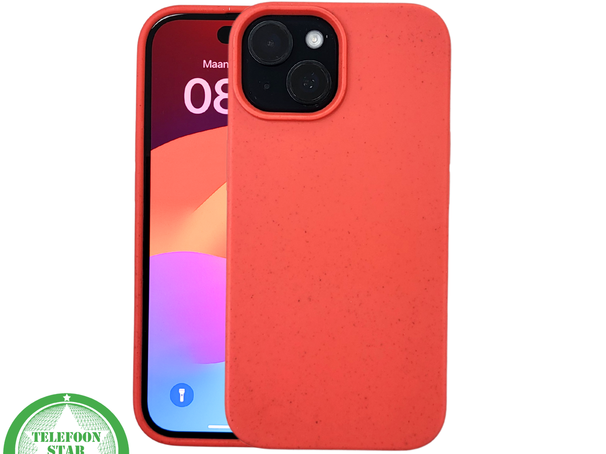 iPhone 15 Hoesje – Oranje Met Spikkeltextuur | Fel, Fris & Functioneel