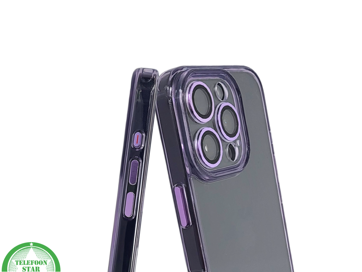 iPhone 16 Pro Paars Hoesje Transparante Achterkant Elegante Bescherming