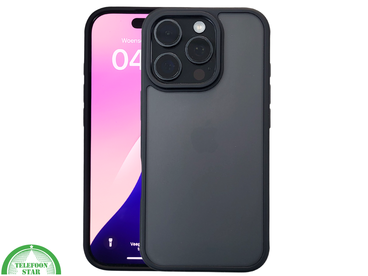 iPhone 16 Pro Zwart Hoesje Mat Design Strakke Achterkant Bescherming
