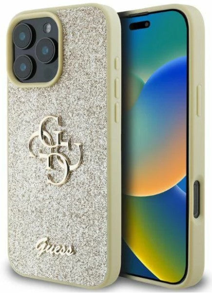 Guess Gouden Glitter Hoesje voor iPhone 16 Pro Max