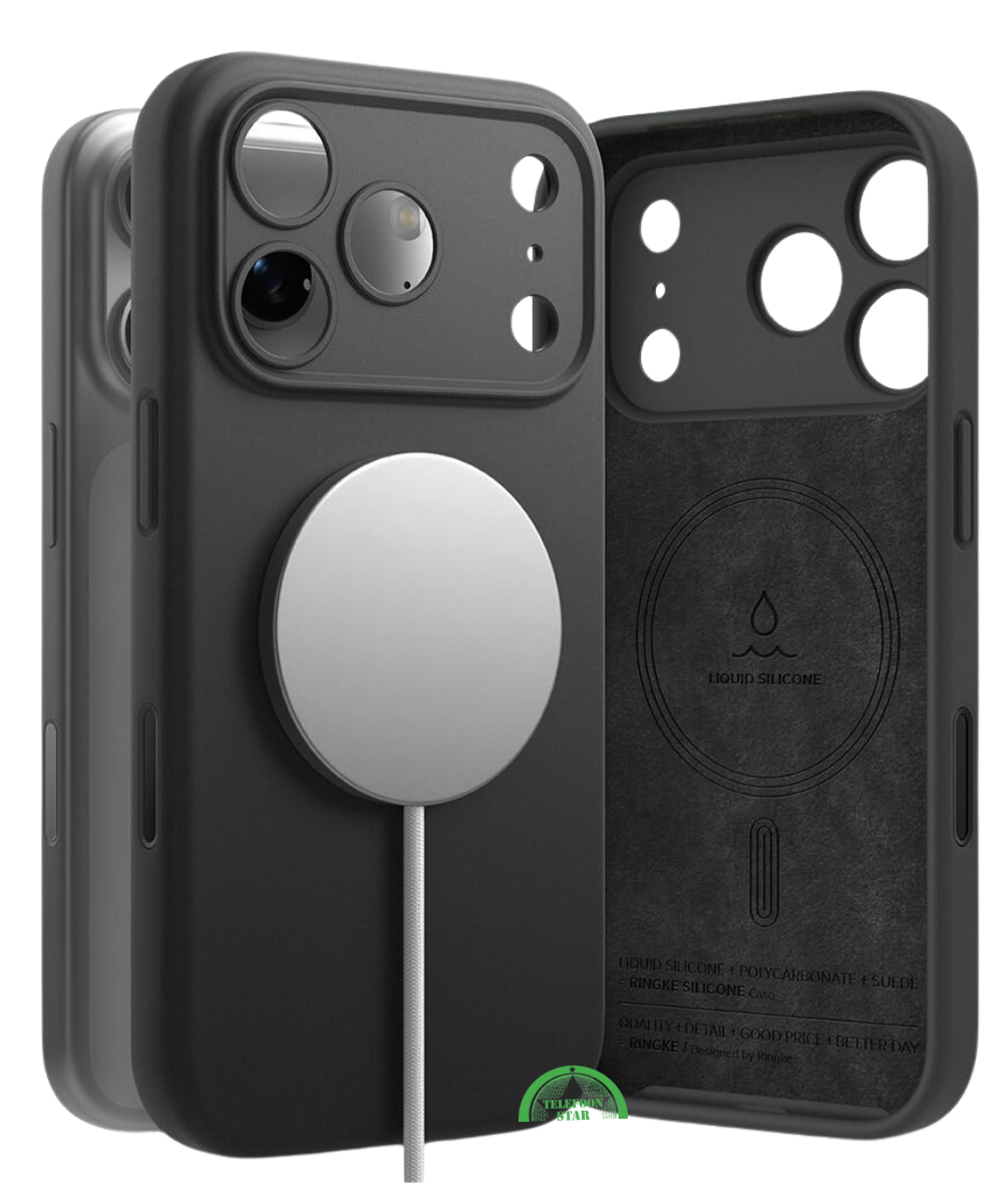 Hoesje voor iPhone 17 Pro Zwart MagSafe Silicone anti-vingerafdruk
