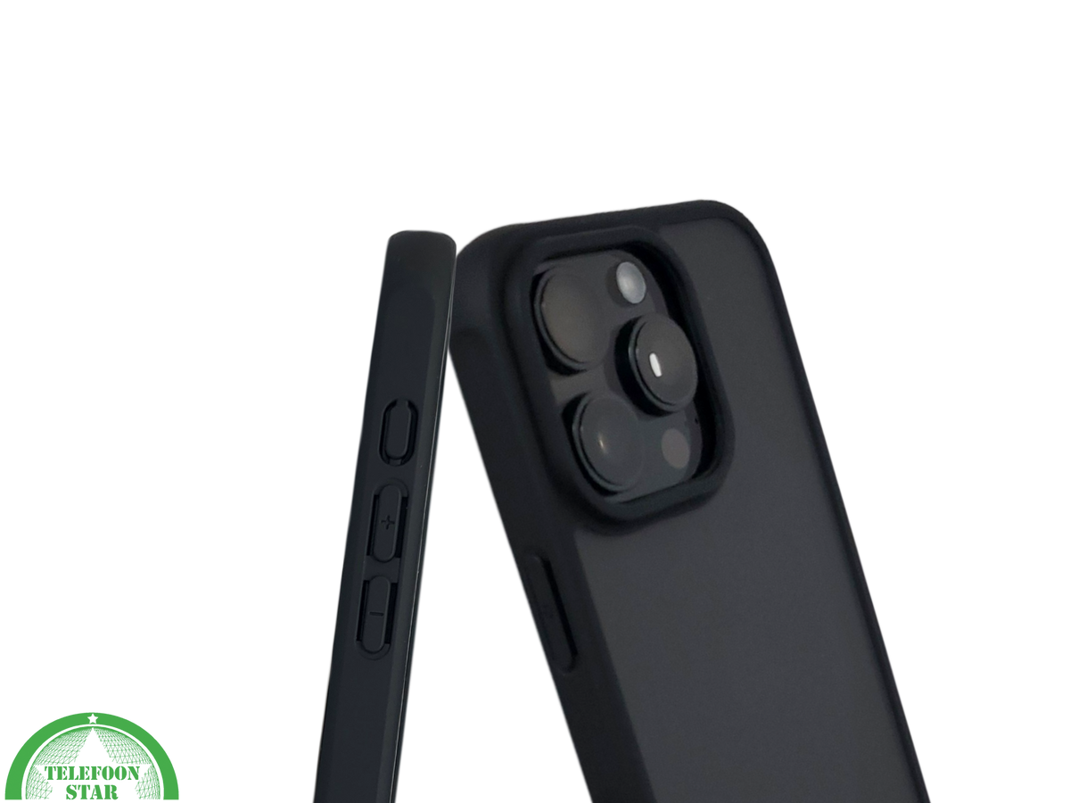 iPhone 16 Pro Zwart Hoesje Mat Design Strakke Achterkant Bescherming