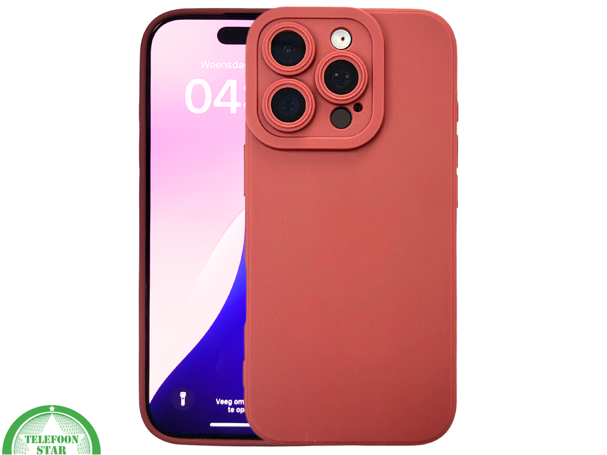 iPhone 16 Pro Max Donkerrood Hoesje Mat Design Met Verhoogde Camerabescherming