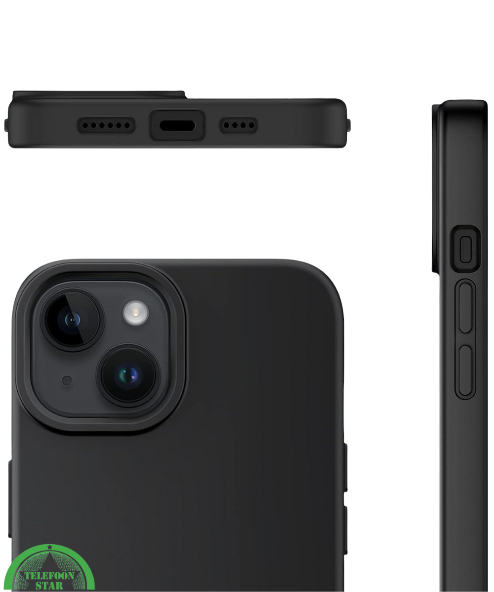 siliconen Hoesje voor iPhone 13 Slank, Stijlvol Strak, mat zwart, anti-vingerafdruk