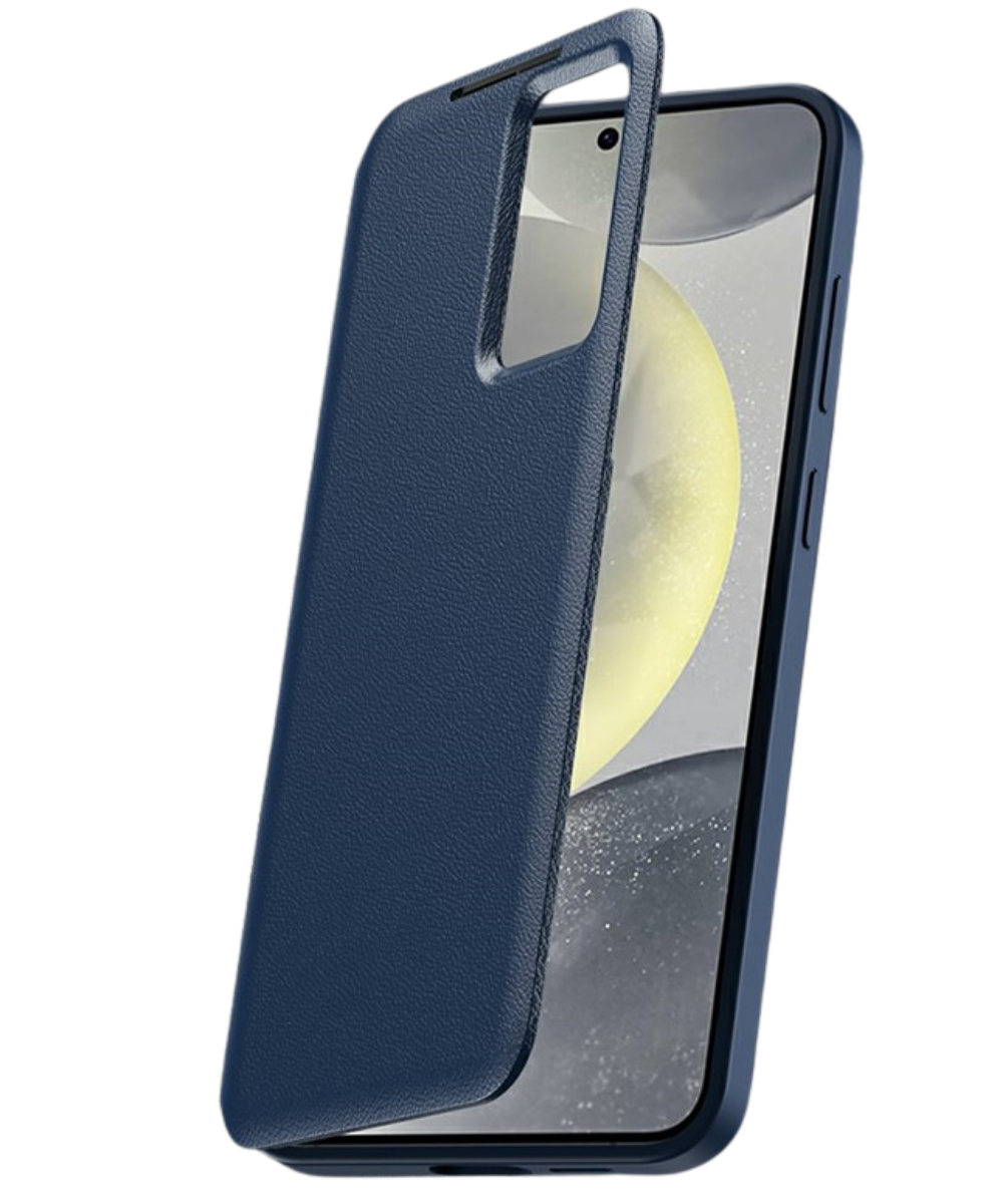 Samsung Galaxy S26 Ultra Donker Bluwe Wallet Case Met Smart Window Bescherming