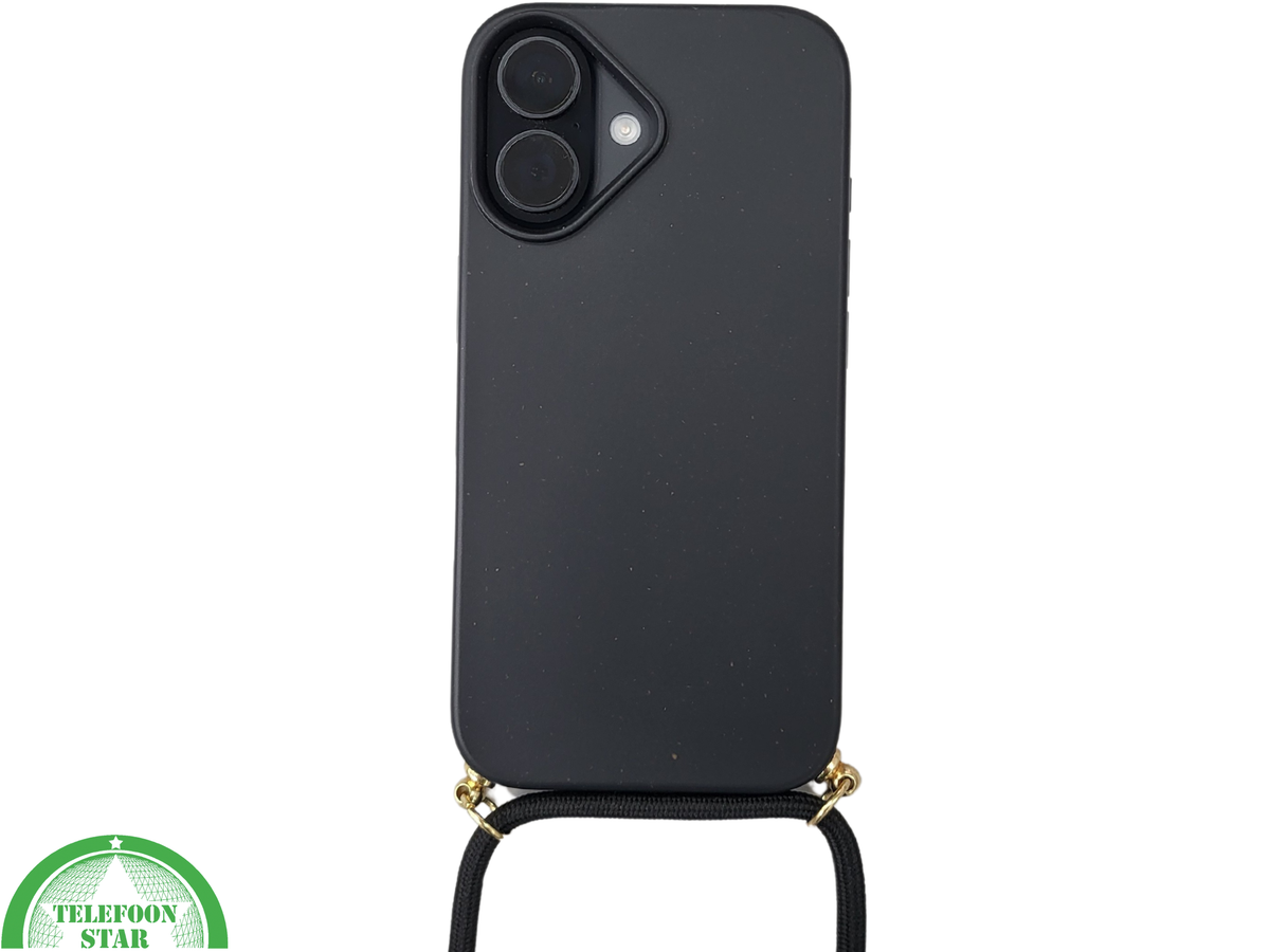 iPhone 16 Hoesje met Koord Zwart – Stijlvolle & Schokbestendige Bescherming