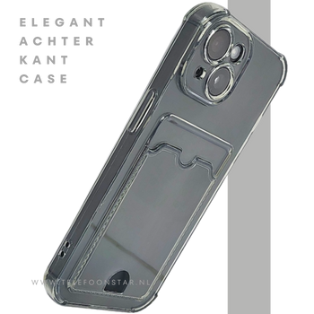 iPhone 15 Transparant Hoesje – Met Opklapbare Kaarthouder & Stevige Bescherming
