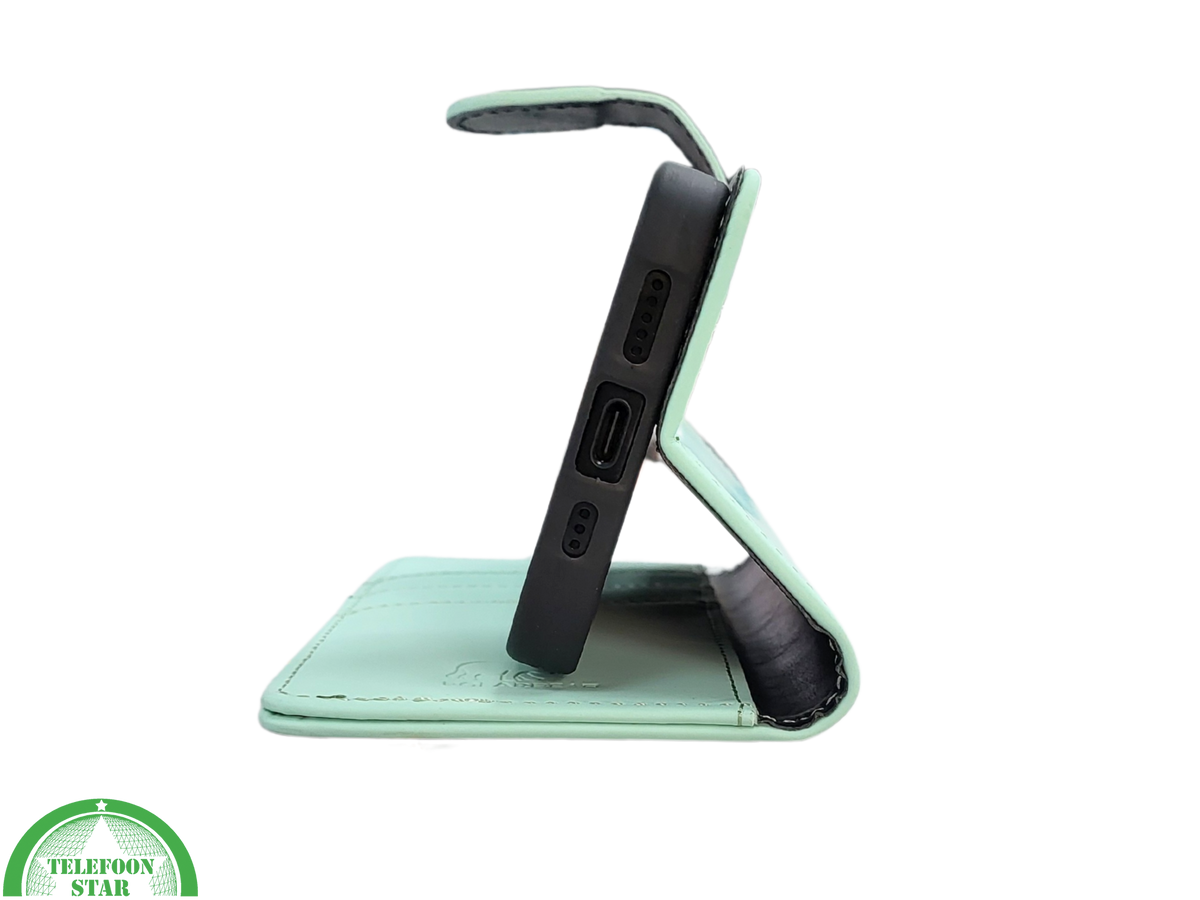 iPhone 16 Pro Bookcase Hoesje Mintgroen – Fris, Stijlvol & Praktisch