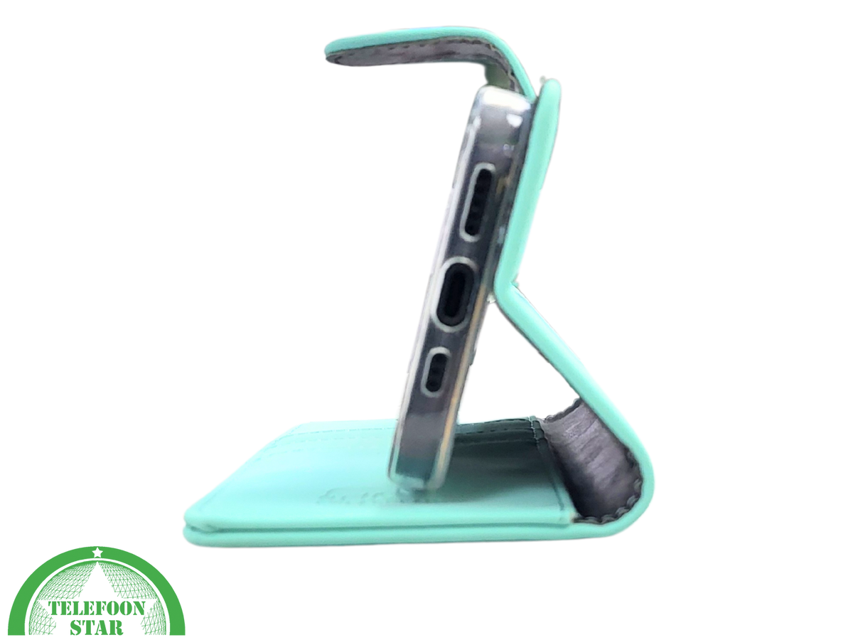 iPhone 15 Plus 2-in-1 Hoesje Mintgroen – Bookcase met Pasjeshouder