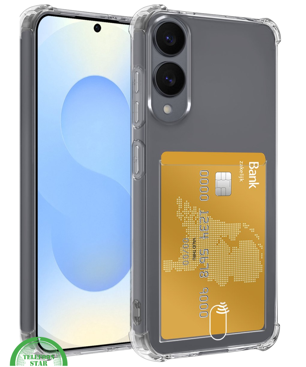Transparant Hoesje voor Samsung S25 Edge met Kaarthouder, Praktisch, Slank & Schokbestendig