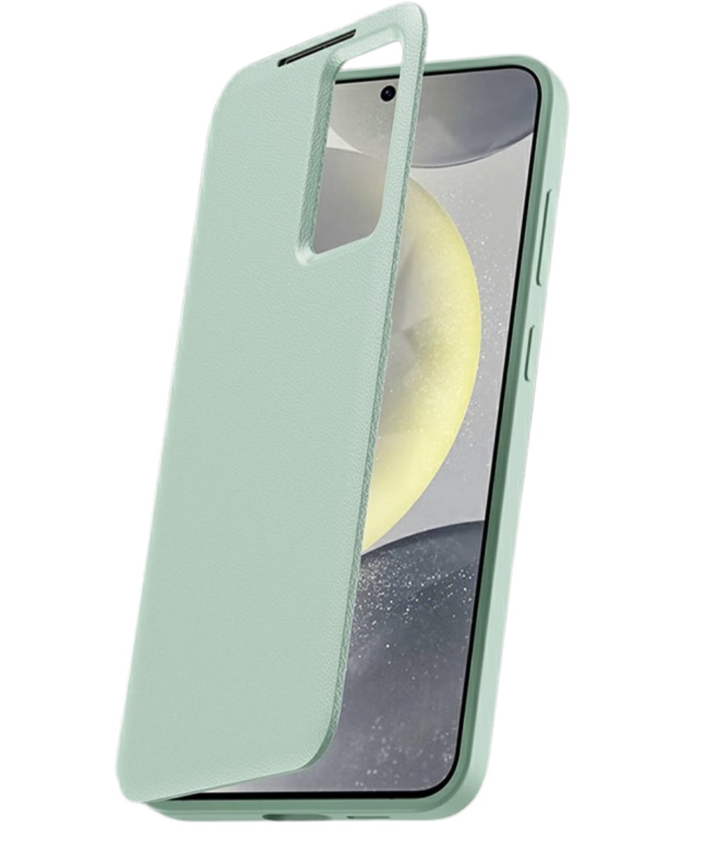 Samsung Galaxy S26 Ultra Licht Groen Lederlook Hoesje Smart View Cover