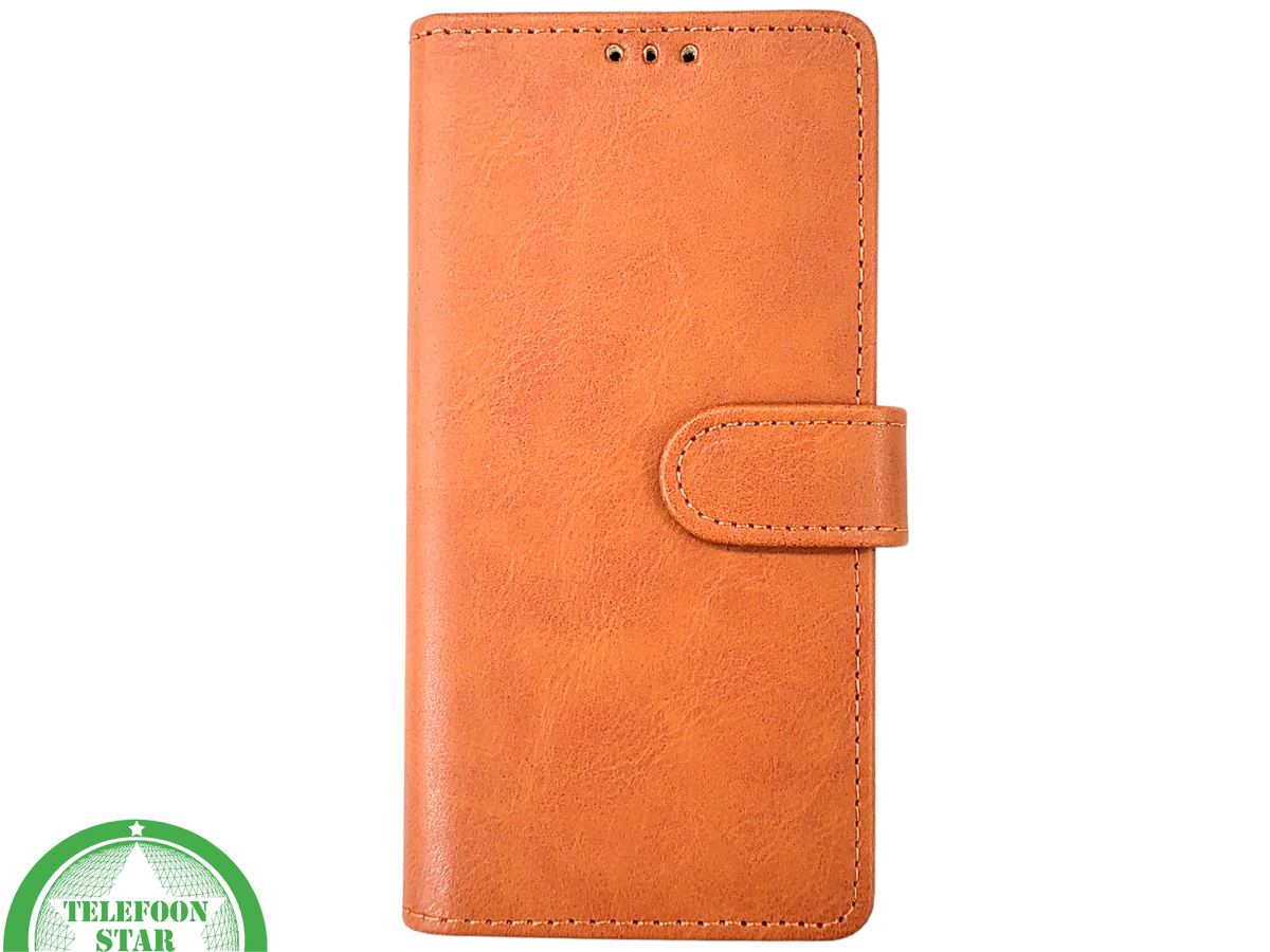 iPhone 15 Leren Hoesje Cognac – Bookcase met Pasjeshouder
