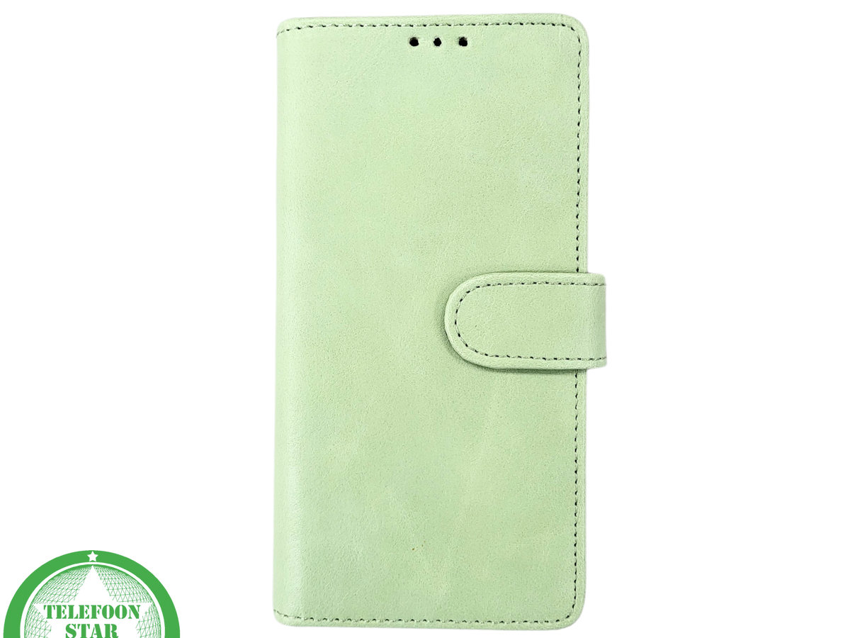 iPhone 15 Plus Hoesje Lichtgroen – Bookcase met Pasjeshouder