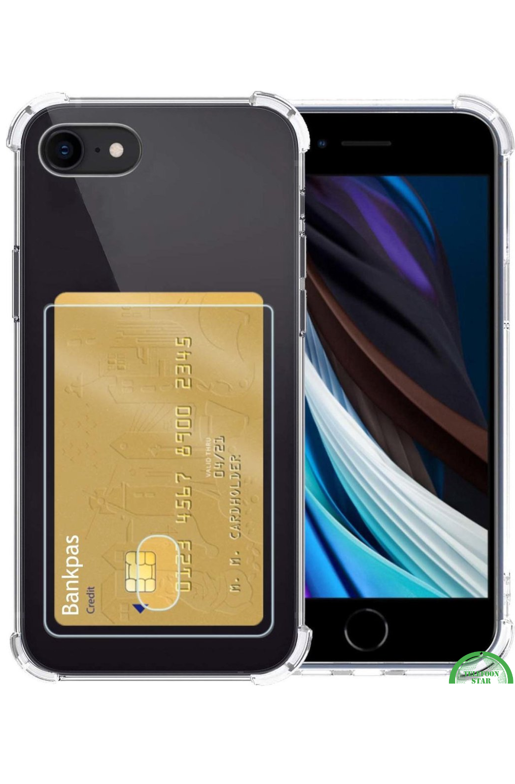Bumper Hoesje iPhone SE 2022 met Kaartvak – Helder, Sterk & Functioneel