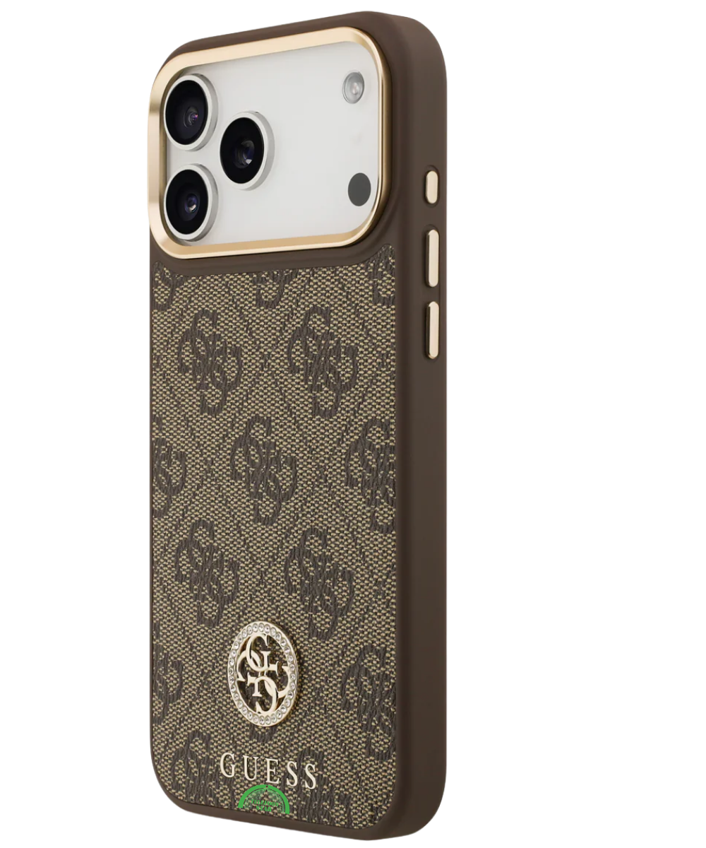 Hoesje voor iPhone 17 Pro Max Bruin Guess afneembare schouder- en polsband