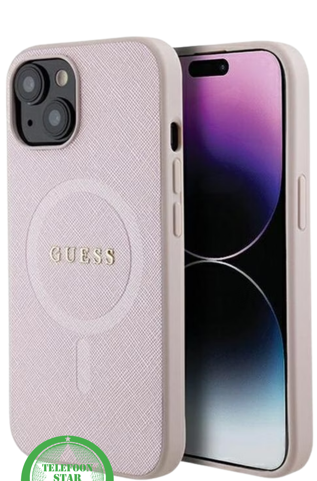 Hoesje voor iPhone 14 – RozeLuxe Design met Goudkleurig Logo