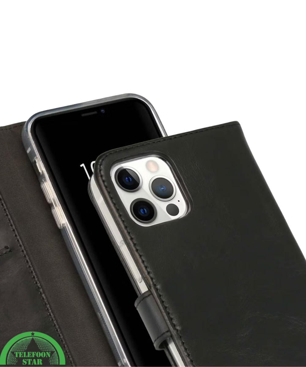 Bookcase Hoesje voor iPhone 12 Pro Zwart Luxe, Veilig & Praktisch