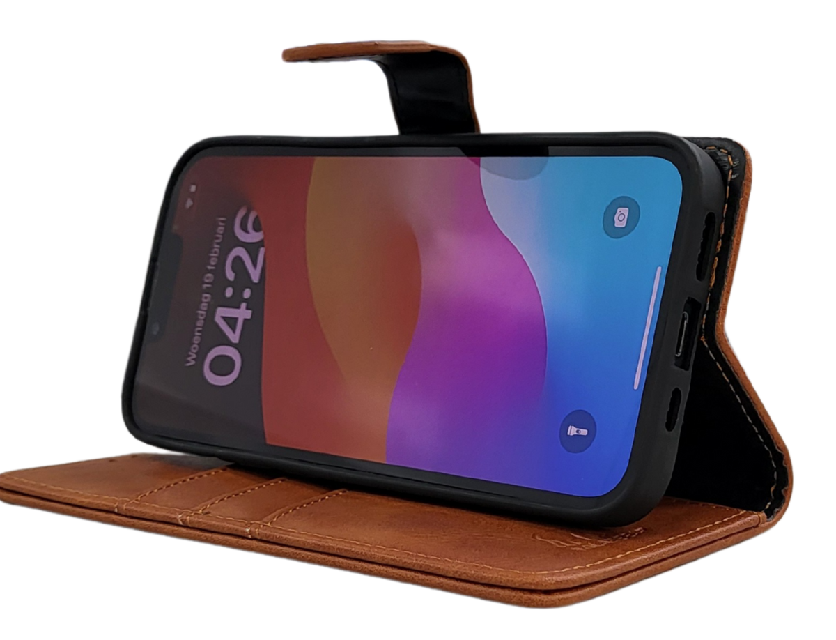 Hoesje voor iPhone 17e Licht bruin Leerlook Wallet Case