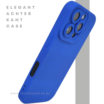 iPhone 16 Pro Blauw Hoesje Mat Design Met Verhoogde Camerabescherming