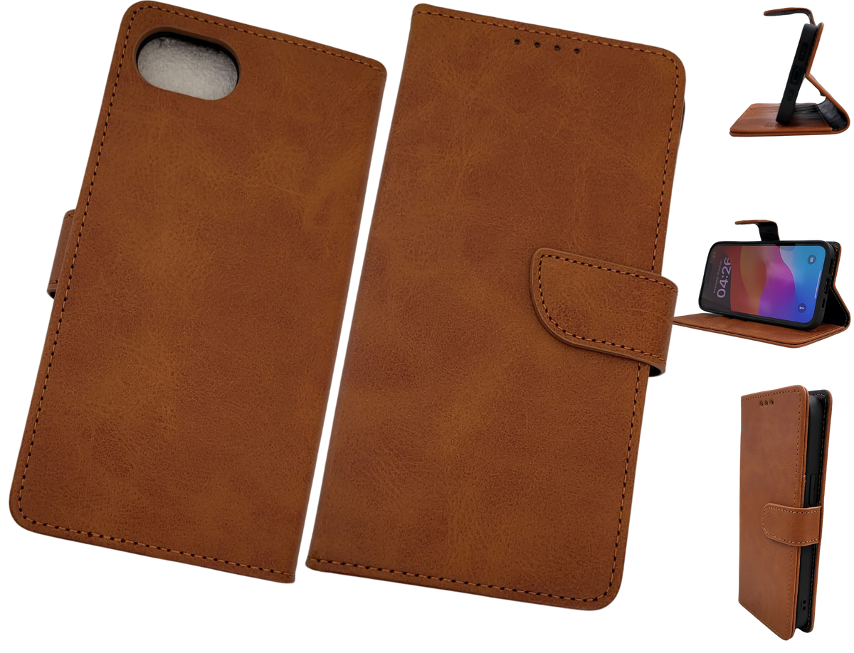 Hoesje voor iPhone 17e Licht bruin Leerlook Wallet Case