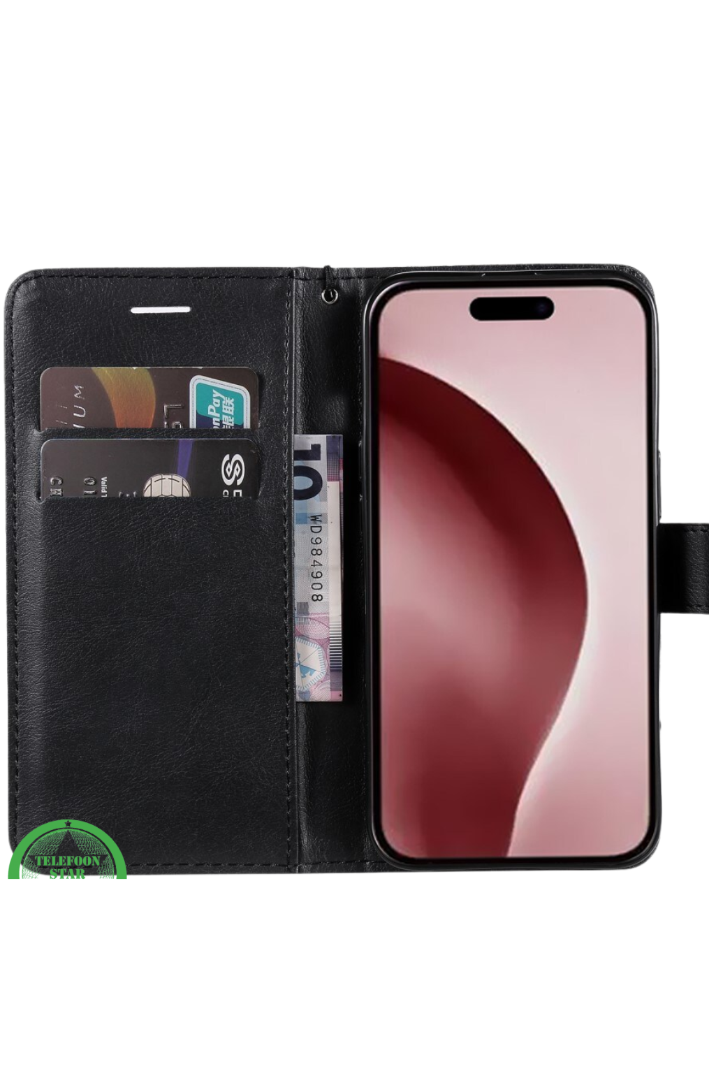Bookcase Hoesje voor iPhone 16 Pro - Zwart Magnetische sluiting voor veilige bescherming | Telefoonstar