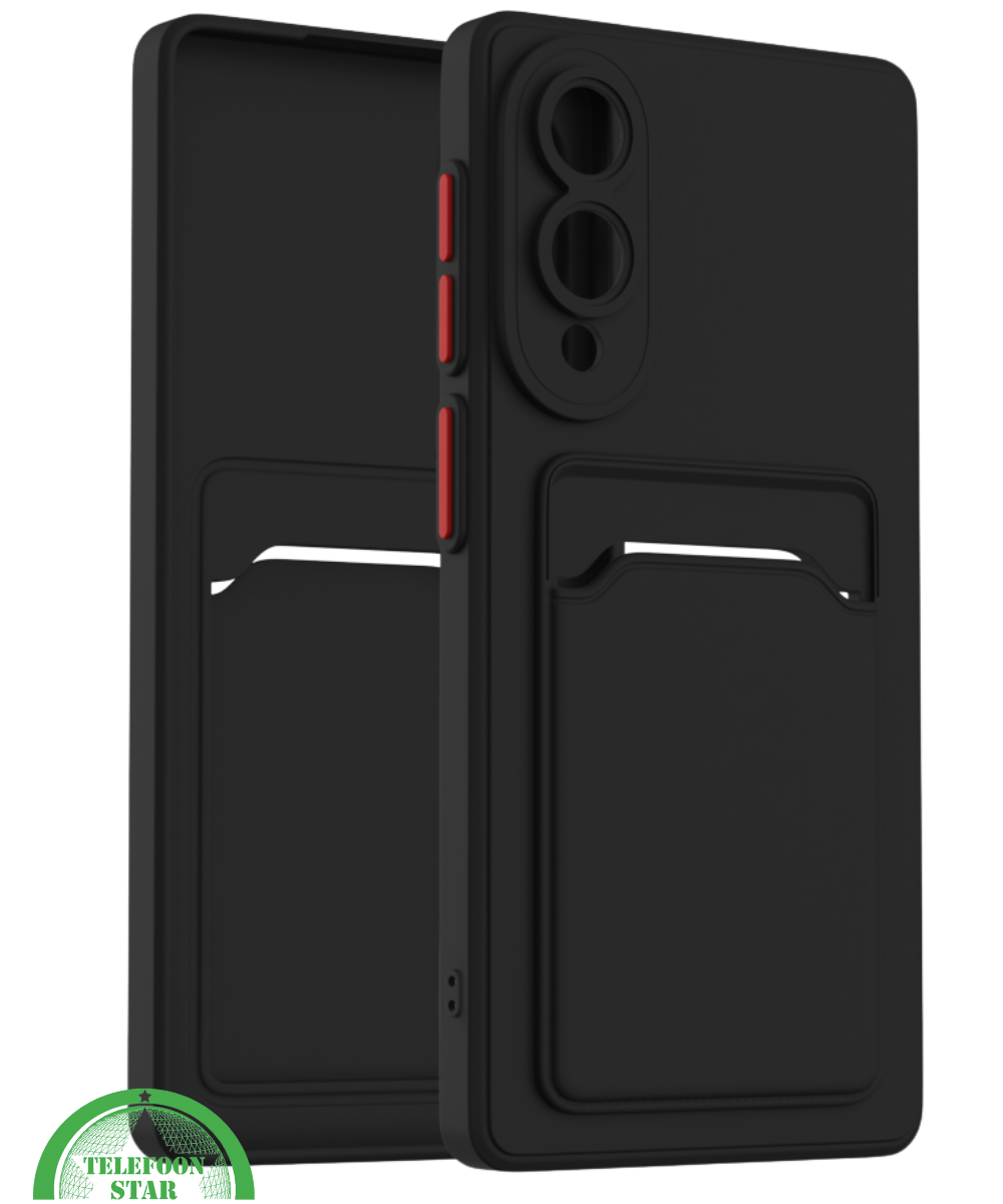 Zwart Transparant Hoesje voor Samsung S25 Edge met Kaarthouder, Praktisch, Slank & Schokbestendig