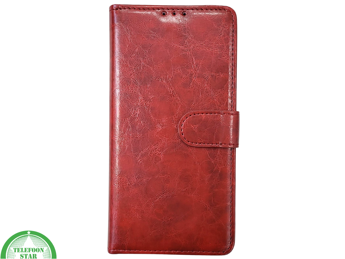 iPhone 16 Pro Bookcase Hoesje Rood – Vintage Leren Look met Magnetische Sluiting