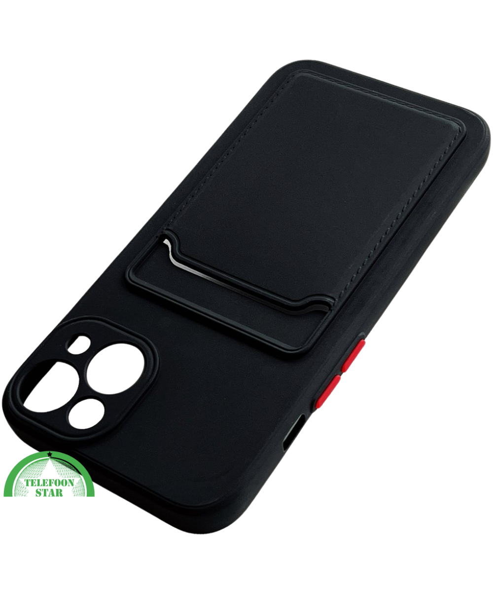 Zwart Transparant Shockproof Hoesje voor iPhone 14 met Kaarthouder – Praktisch & Supersterk