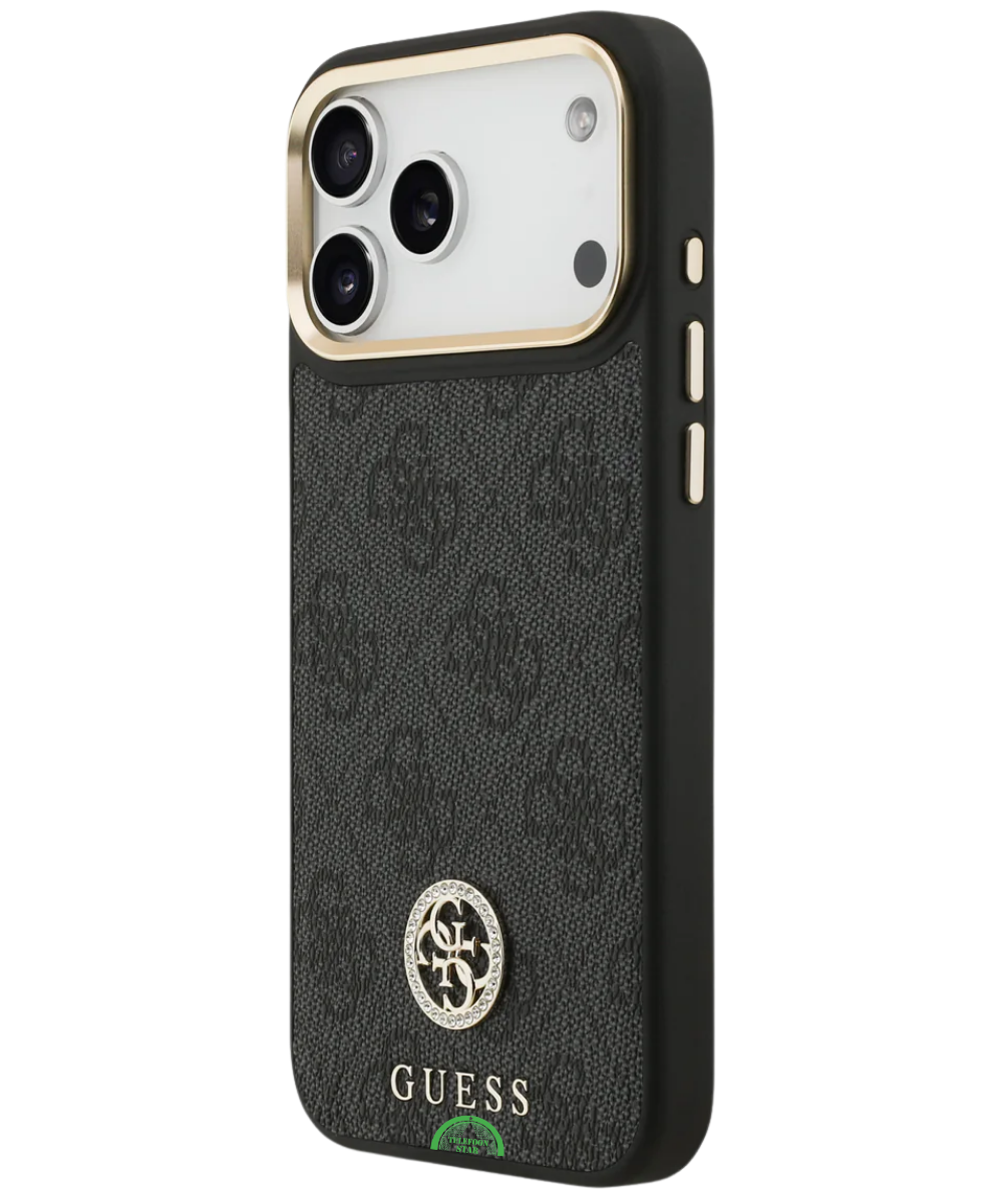 Hoesje voor iPhone 17 Pro Max Zwart Guess afneembare schouder- en polsband