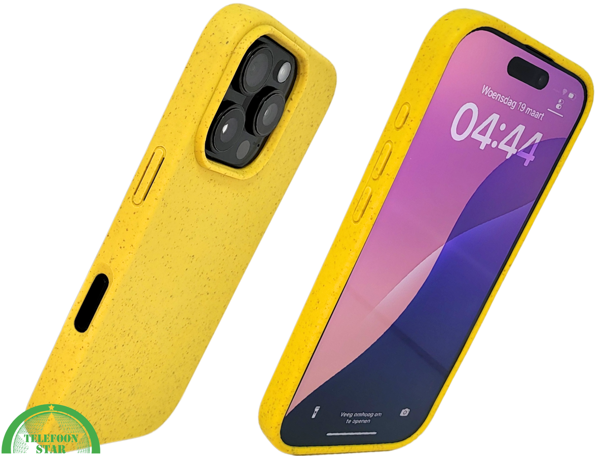 iPhone 16 Pro Geel Eco Hoesje – Biologisch Afbreekbare Matte Bescherming