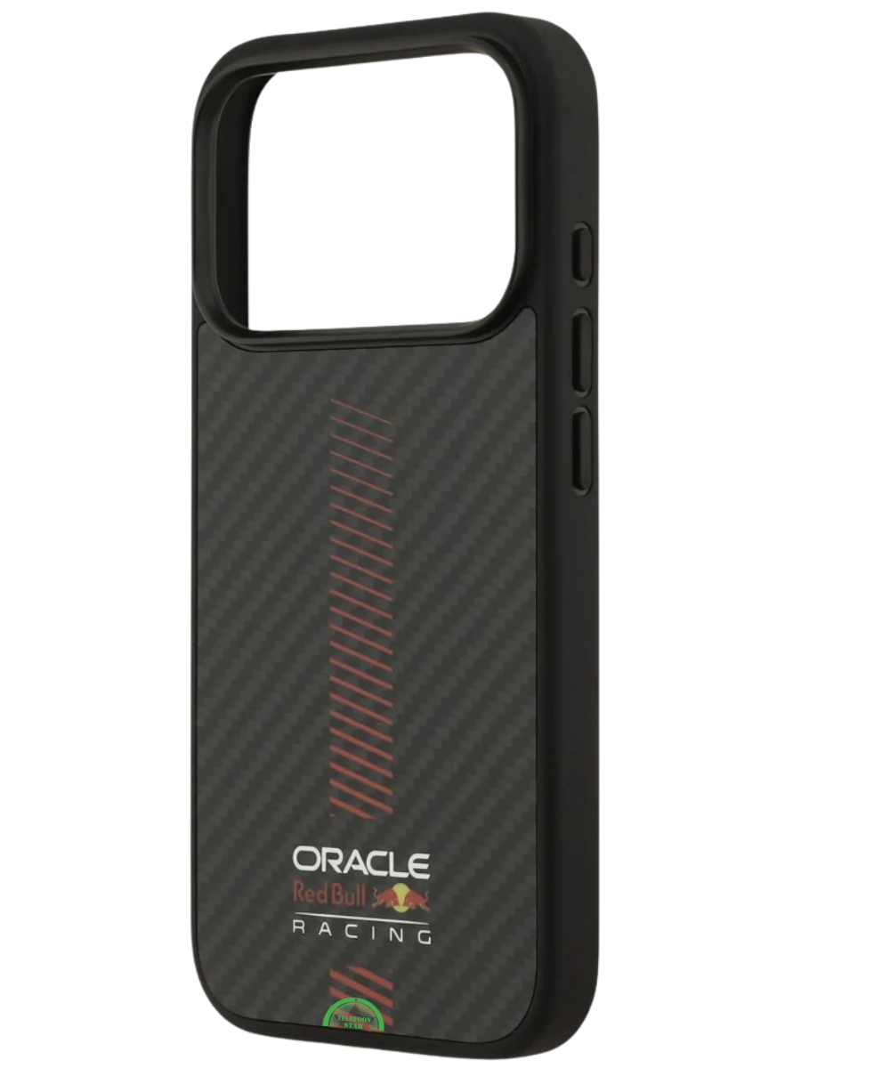 Hoesje voor iPhone 17 Pro Zwart Carbon Look met Rode Accentlijn